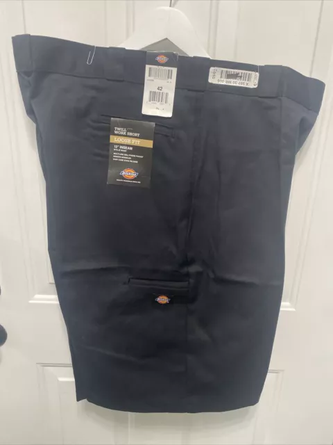 NWT Men's Dickies Loose-Fit Twill Work Shorts W/Multi Use Pocket, Black 42 Chino