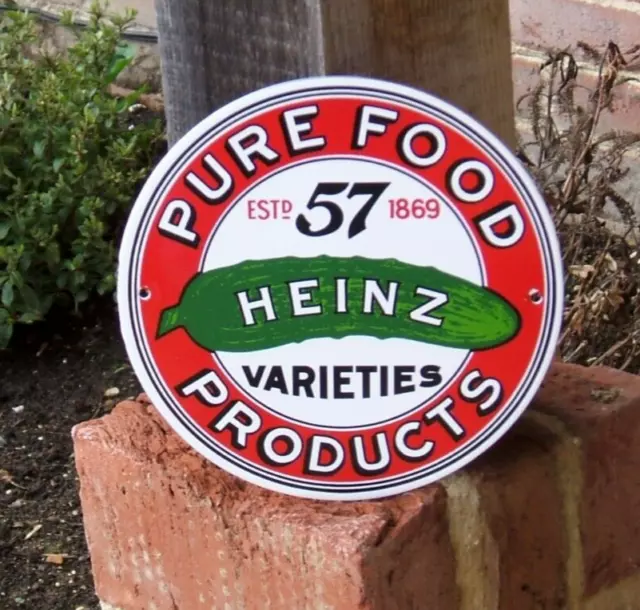 Enamel Sign HEINZ 57 Varieties - Tomato Ketchup Beans - Famous Garnier Rare Sign