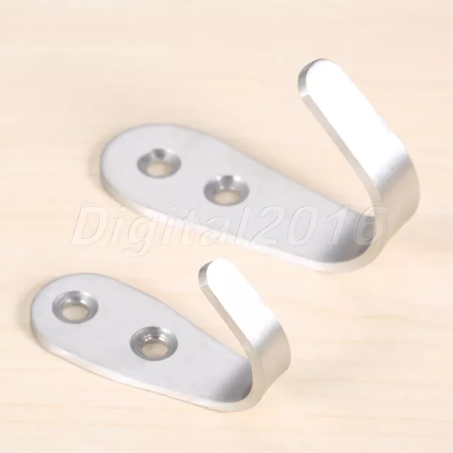 2x Stainless Steel Clothes Coat Hat Single Hooks Wall Mount Towel Hanging Hanger