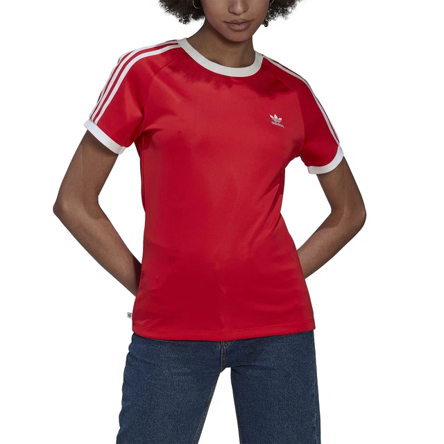 Adidas T-Shirt da Donna Adicolor Classics Slim 3-Stripes Rosso Codice HM6413