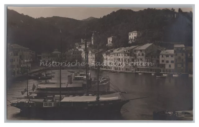 Portofino / Italien 1925 - Hafen Dampfer Städte - Altes Foto AK 1920er