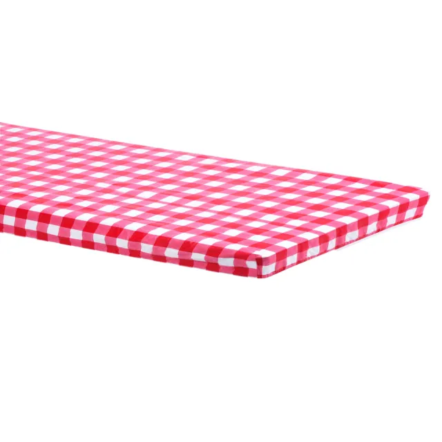 Picnic Table Cover PVC Vinyl Fitted 6ft Tablecloth with Flannel Backing, Red