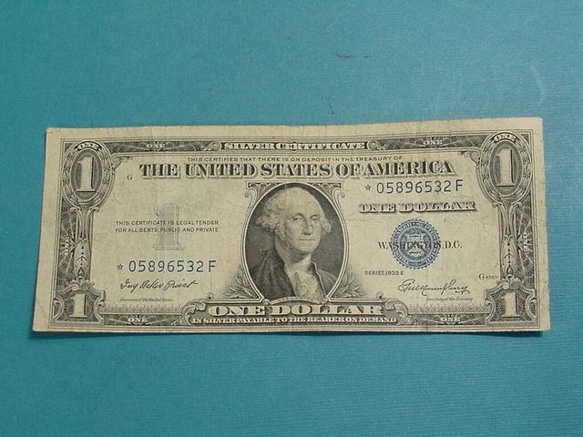 Series 1935 E $1 Silver Certificate Star Note In Circulated Condition