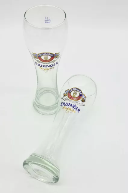 2 x Erdinger Weißbier Bier Exklusiv Weizenbierglas 0,5l Glas Schriftzug 7612