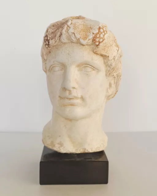 Dionysus - Head Bust - God of Wine, Fertility - Marble Base - Casting Stone