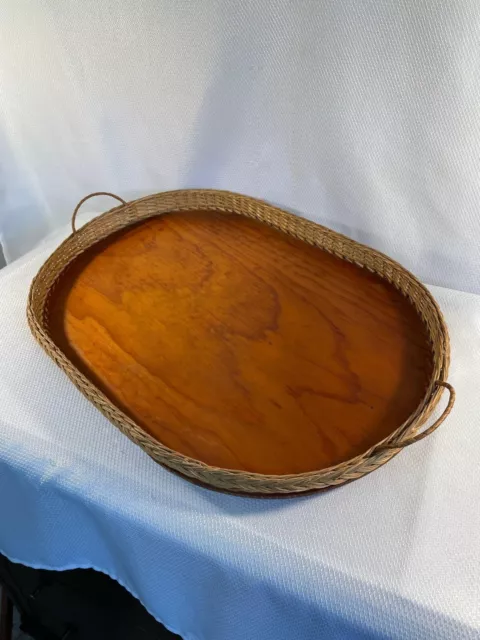 Early 1900s French Wicker and Wood Gallery Tray 3