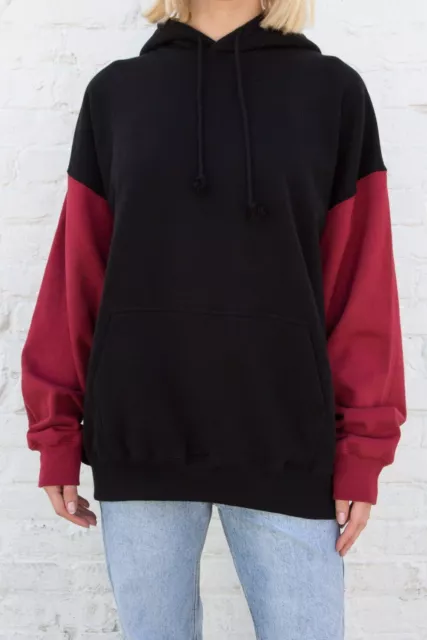 BRANDY MELVILLE OVERSIZE black/red colorblock christy hoodie NWT £54.53 -  PicClick UK