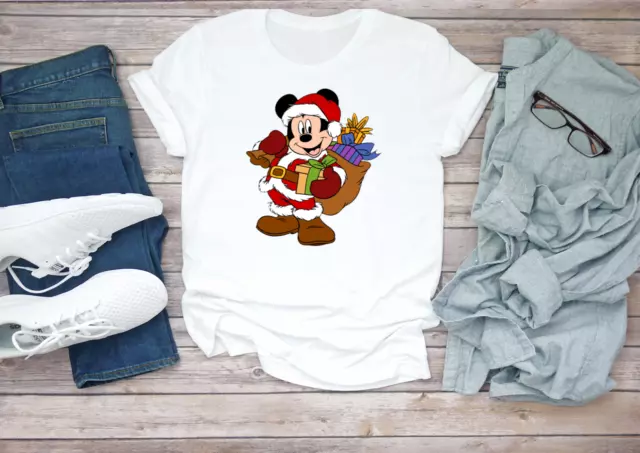 Mickey Mouse Santa Claus Christmas short sleeve Men T-Shirt F158