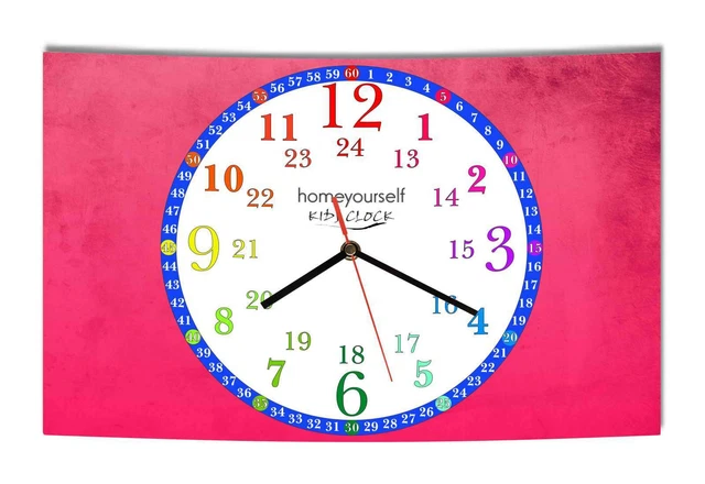LAUTLOSE Wanduhr Kinder Lernuhr Mädchen pink zur Einschulung Uhr modern Dekoschi