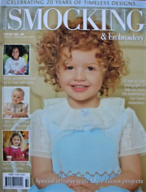 Australian SMOCKING & EMBROIDERY No.80 - Projects with Patterns Attached  VGC