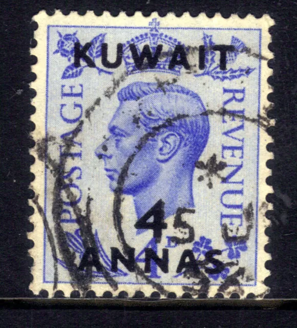 Kuwait 1950 - 54 KGV1 4  Anna on GB 4d Used SG 89 ( E1382 )