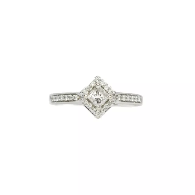 18ct White Gold Princess Cut Diamond Cluster Ring Size L #62424