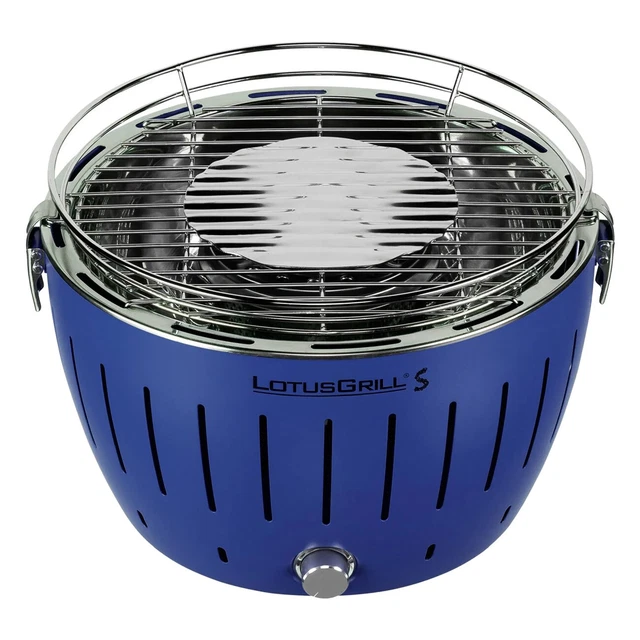 LotusGrill G-280 Deep Blue Holzkohlegrill - für 4 Personen, Edelstahlrost