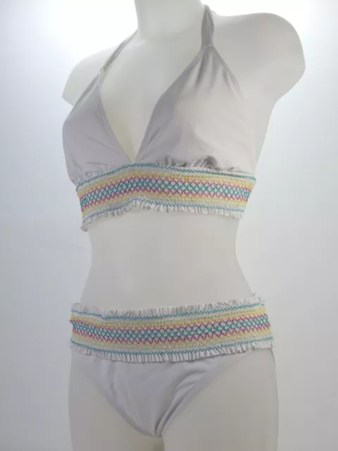 Bleu Rod Bikini Swimsuit Beattie White Set Top Size 14 Bottom 8 Frill Trim Beach