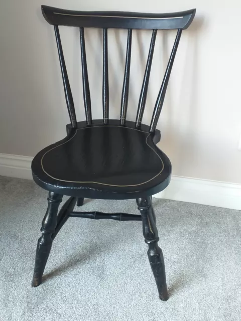 Antique Victorian Child's Ebonised Spindle Back Chair Chair