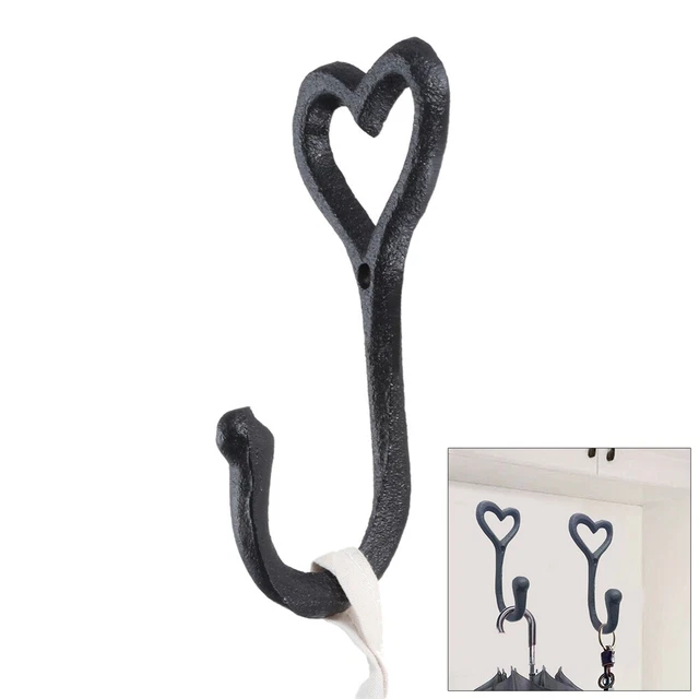 1/5/10pcs Vintage Coat Clothes Hooks Cast Iron Wall Mounted Hangers Heart Shape