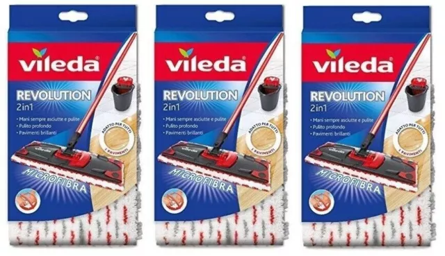 Vileda 3 Pièces Revolution 2 IN 1 Chiffon Remplacement en Microfibre, Blanc