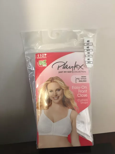 Brand New Women Size 44D Playtex Just My Size Easy On Wirefree Front Close Bra