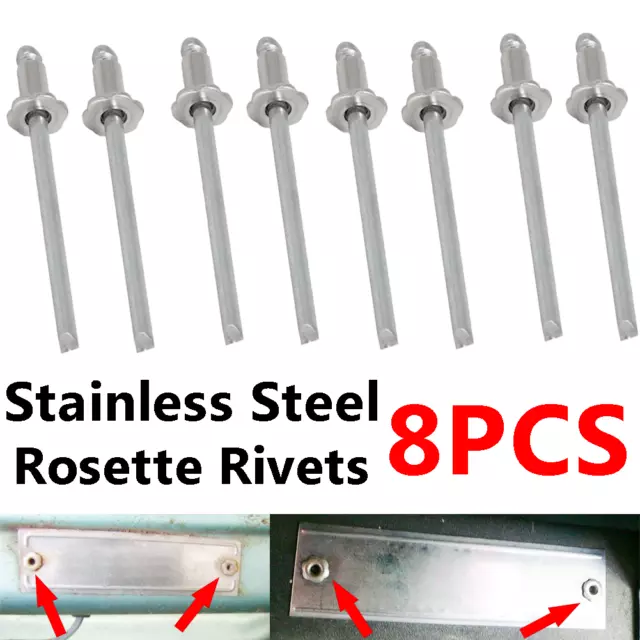 8pcs Stainless Steel Rosette Rivets For GM Ford AMC Cars All Model VIN Door Tags