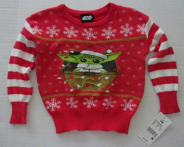 NWT Infant Disney Star Wars Mandalorian-The Child/Baby Yoda Ugly Sweater-Sz 18 M