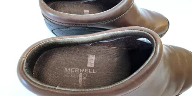 MERRELL ENCORE NOVA Smooth Brown Leather Clog Slip On Shoes - US Women ...