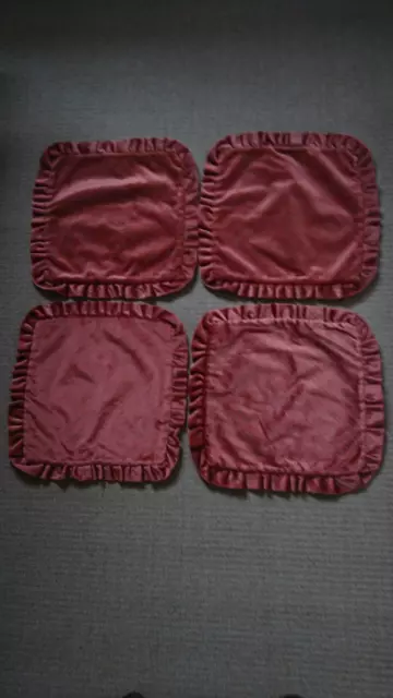 Vintage 1970'S 80'S Set Of 4 Velour Frilled Cushion Covers With Zips-Immaculate