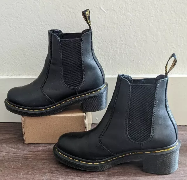 Dr Martens Cadence Black Leather Chelsea Boots~Sz US 7 L~Docs Heeled Heels Ankle