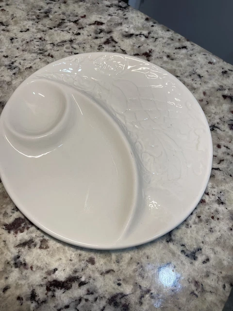 Ed Langbein Original Italy Embossed Cream White Artichoke Plate 1950's