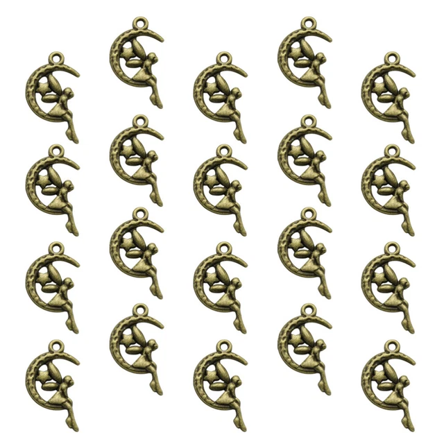 20pcs Retro Alloy Moon Angel Pendants Charms DIY Jewelry Making Accessory for