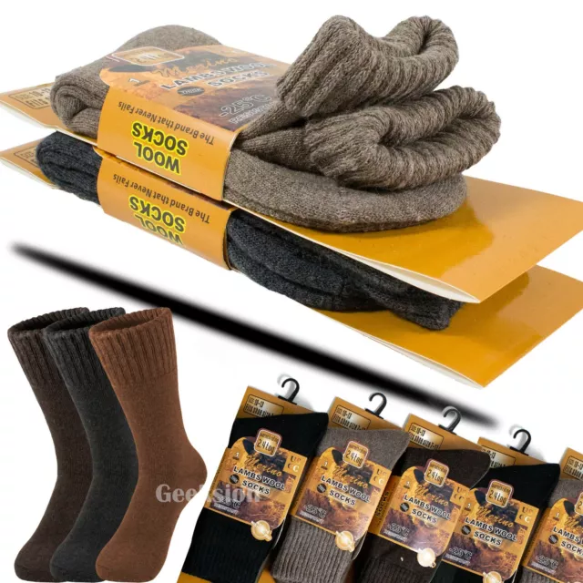 3 Pairs Mens Winter Heavy Duty Thermal Warm Merino Lambs Wool Boots Socks 10-13