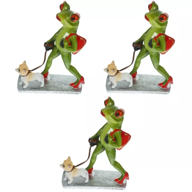 3 Pieces Harz Frosch Zu Fuß Hund Ornament Tischdekoration Im Freien Esstisch