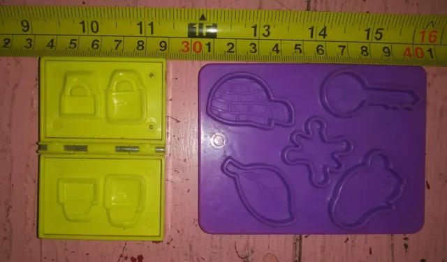 Tiny yellow purse modeling clay playdoh mold and purple owl turtle Animal mold