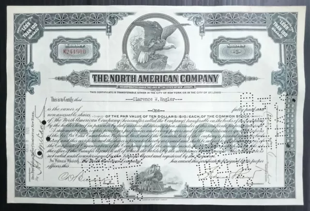 AOP USA 1926 The North American Co.1 shares certificate