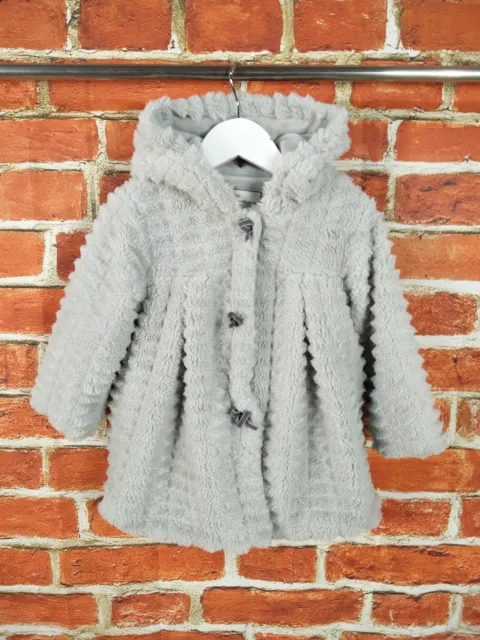 Girls Coat Age 2-3 Years American Widgeon Grey Faux Fur Winter Jacket Hood 98Cm