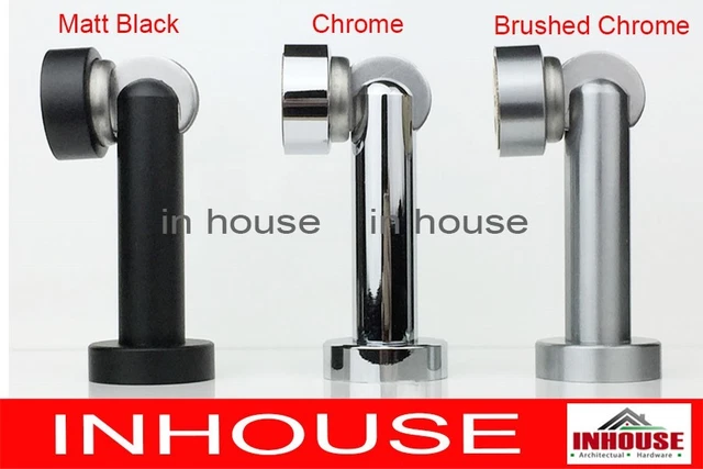 Magnetic FLOOR WALL mounted door stops holder catch stop-Satin Chrome Matt black