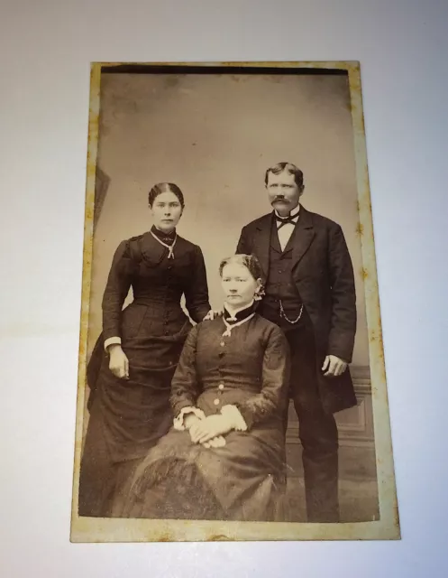 Antique Beautiful Victorian Family, Fancy Jewelry, West Liberty, Iowa CDV Photo! 2