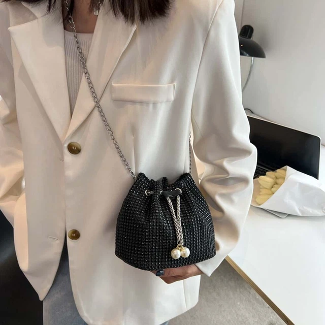 Borsa a tracolla LYEAA diamanti strass donna collana di perle borsa messenger G