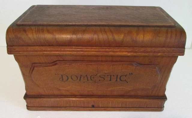 Antique Domestic Treadle Sewing Machine Wooden Coffin Top Cover ~ 1880’s