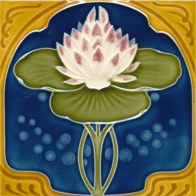 Ceramic Tile Reproduction German Art Nouveau Vintage Rare Majolica EuroVictorian