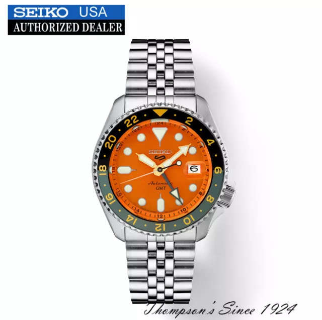 SEIKO 5 FIVE Sports SSK005 GMT Automatic Watch 100m Orange Dial
