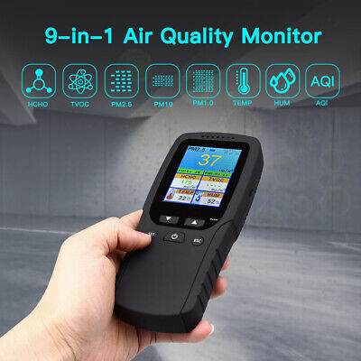 9 in 1 Tester monitor di qualità dell'aria per data/ora di formaldeide HCHO AQI RIVELATORE 3