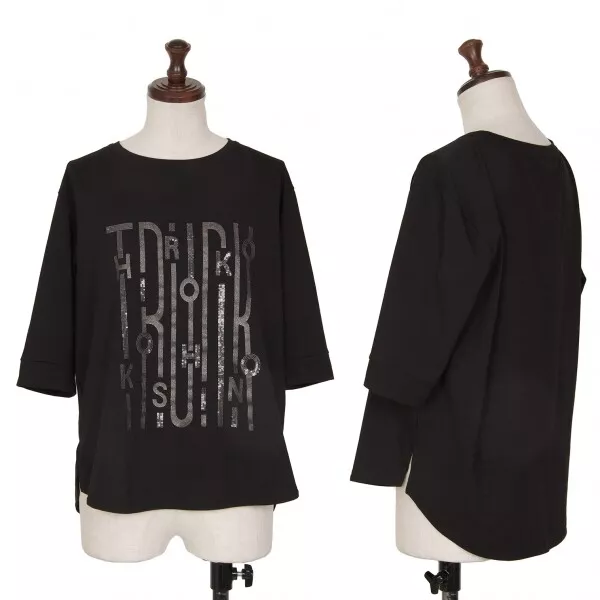 HIROKO KOSHINO TRUNK Sequins Glitter Printed T Shirt Size 38(K-129504)