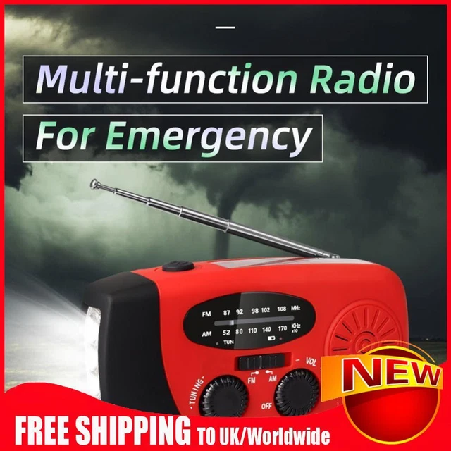 3 LED Lights Flashlight Hand Crank Radio 1200mAh Power AM FM Radios
