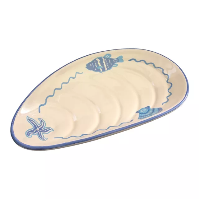 Italian Pottery Tray Coli Brothers Hand Made Majolica Serving Dish Fish Seashell