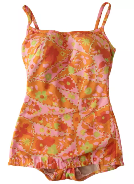 Vintage 60s 70s COLE OF CALIFORNIA Swimsuit Retro Floral One Piece XS/S