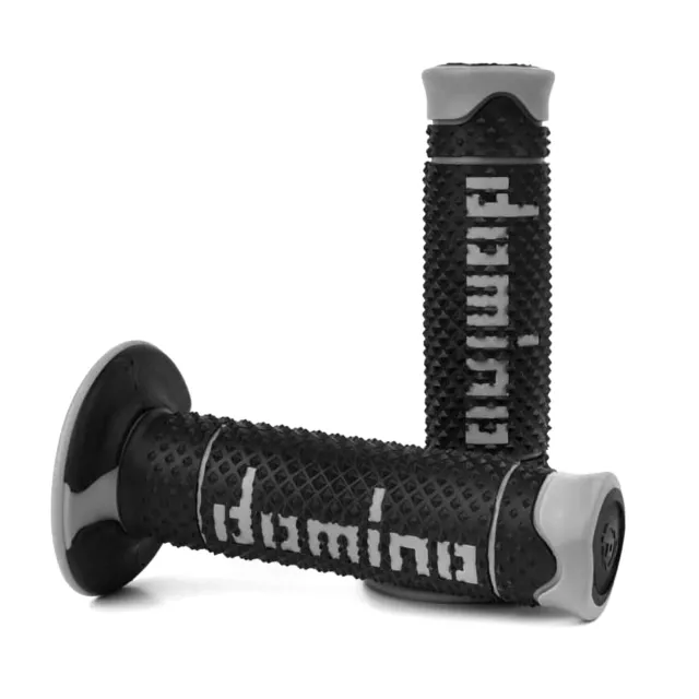 MF4218 - Handgriffe DOMINO Racing Schwarz/Grau Soft Grips Moto-Cross Universal