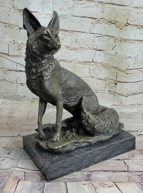 Vintage Mid Century Unique Cold Painted Stalking Bronze Fox Model Home