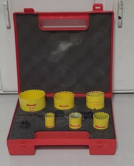Starrett KV1092 - 6-Pc. Bi-Metal Hole Saw Kit w/ Arbors and Case Machinist Tools