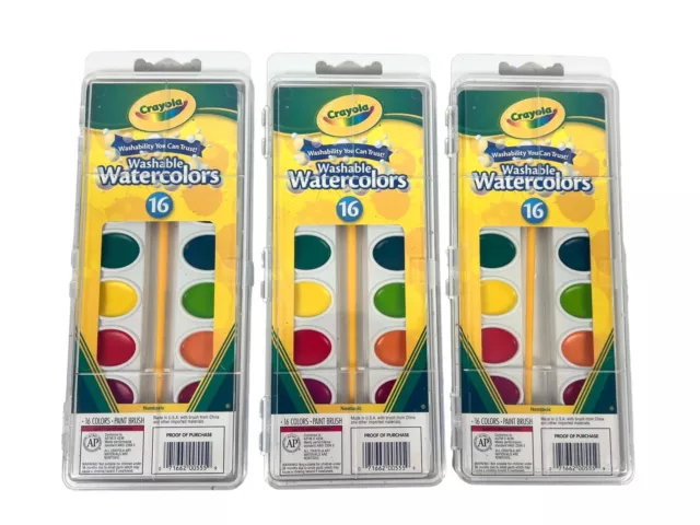 Pintura de acuarela lavable Crayola 16 unidades surtidos colores 530555 lote de 3 nuevo