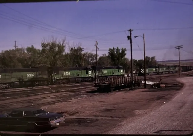 Vtg 35mm Slide Burlington Northern Railroad Train Engines Original